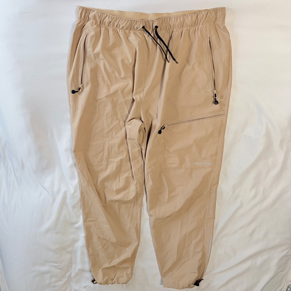 Baleaf Mens Hiking Joggers Tan Khaki Quick Dry Outdoor Pants XL Stretch Bungee